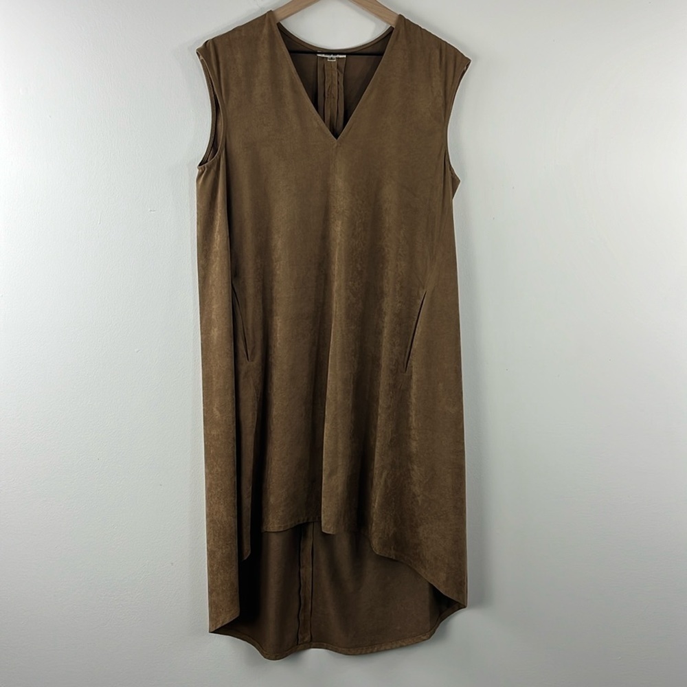 Sophie Max Brown Faux Suede Hi-Lo Tunic Dress Womens Size S Western Fall Boho